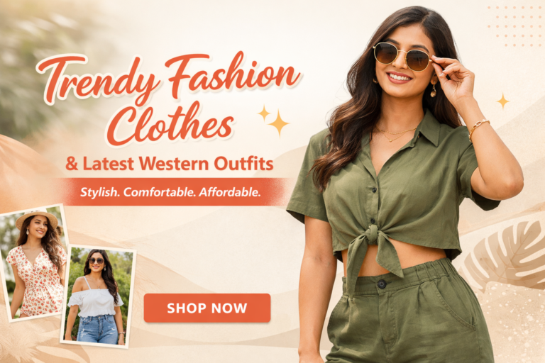 A woman wearing sunglasses in trendy fashion clothes, promoting the latest western outfits, stylish comfortable and affordable women's clothing.